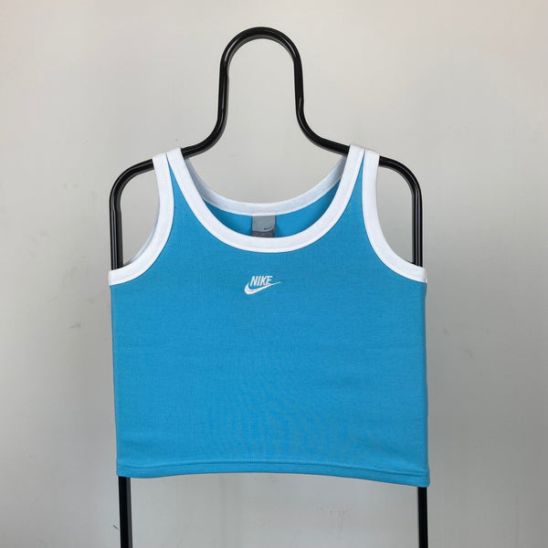 Vintage Nike Cropped Vest T-Shirt Baby Blue Medium