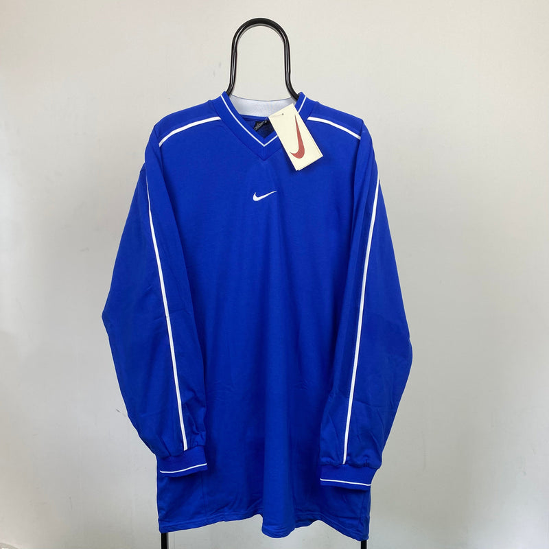 Vintage Nike Centre Swoosh Sweatshirt Blue XL