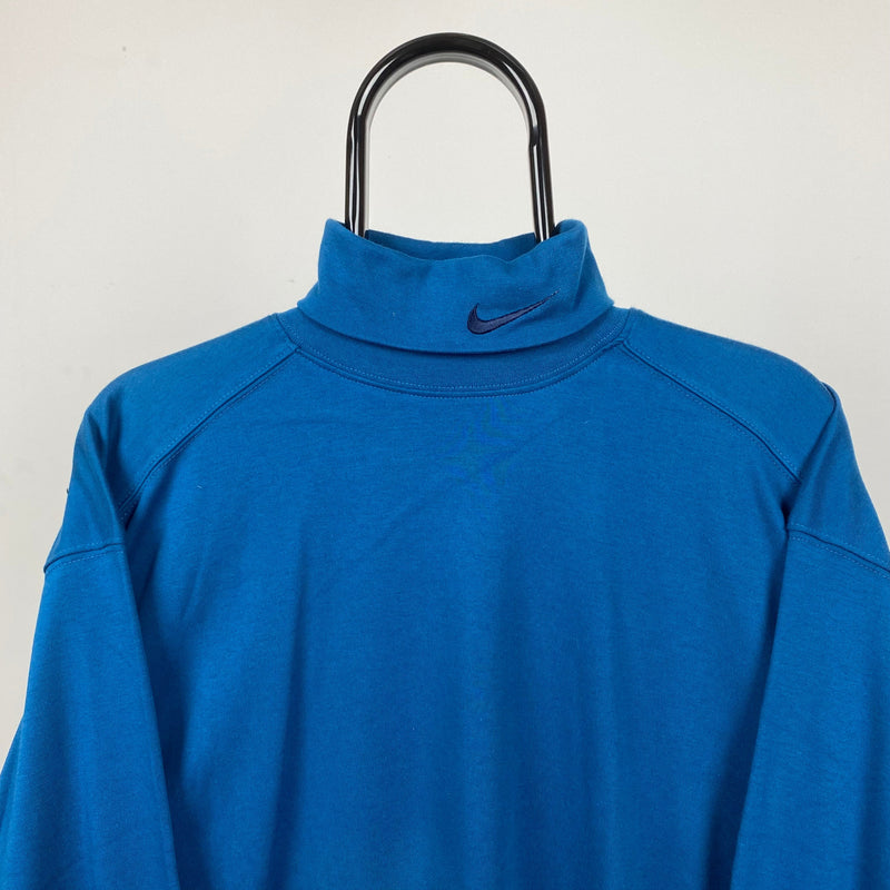 Vintage Nike Mock Neck Sweatshirt Blue Large