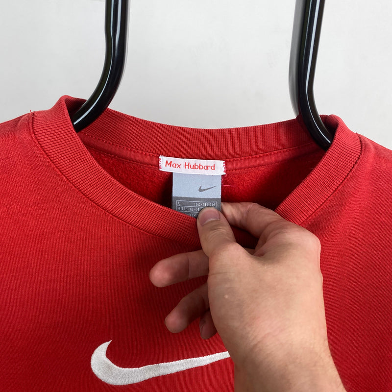 Vintage Nike Swoosh Sweatshirt Red XS