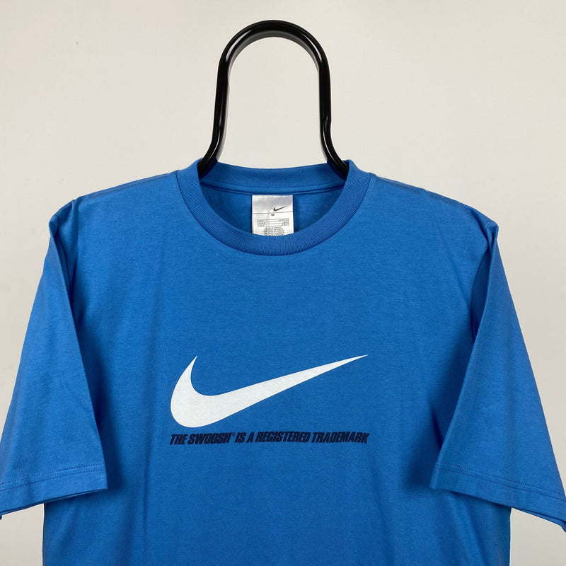 Vintage Nike Swoosh T-Shirt Blue Medium