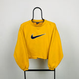 Vintage Nike Cropped Sweatshirt Yellow Large