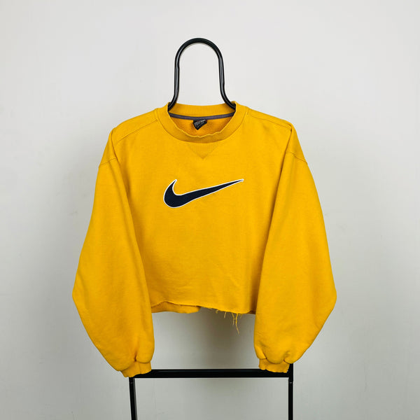 Vintage Nike Cropped Sweatshirt Yellow Large