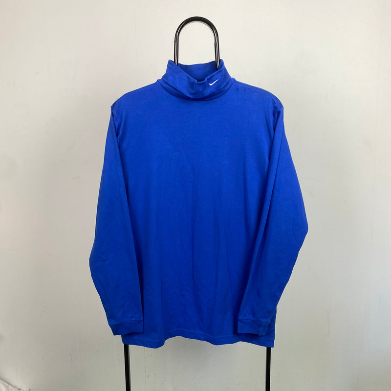 Vintage Nike Roll Neck Sweatshirt Blue Medium