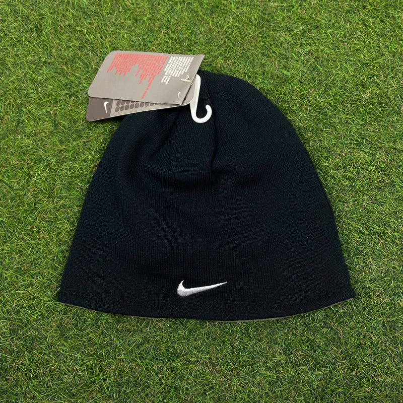 Vintage Nike Reversible Beanie Hat Blue Brown