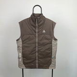 Vintage Nike Packable Puffet Gilet Jacket Brown Medium