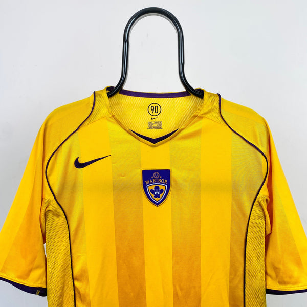 Vintage Nike NK Maribor Football Shirt T-Shirt Yellow Large