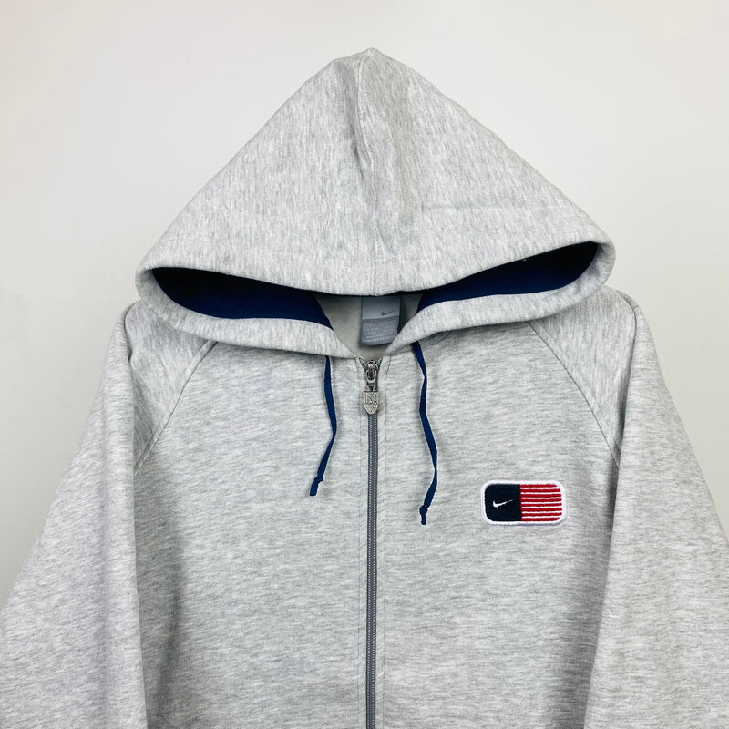 Vintage Nike USA Zip Hoodie Grey Small