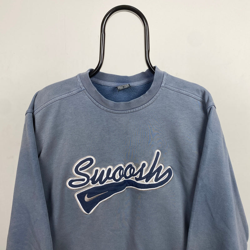 Vintage Nike Swoosh Sweatshirt Blue Medium