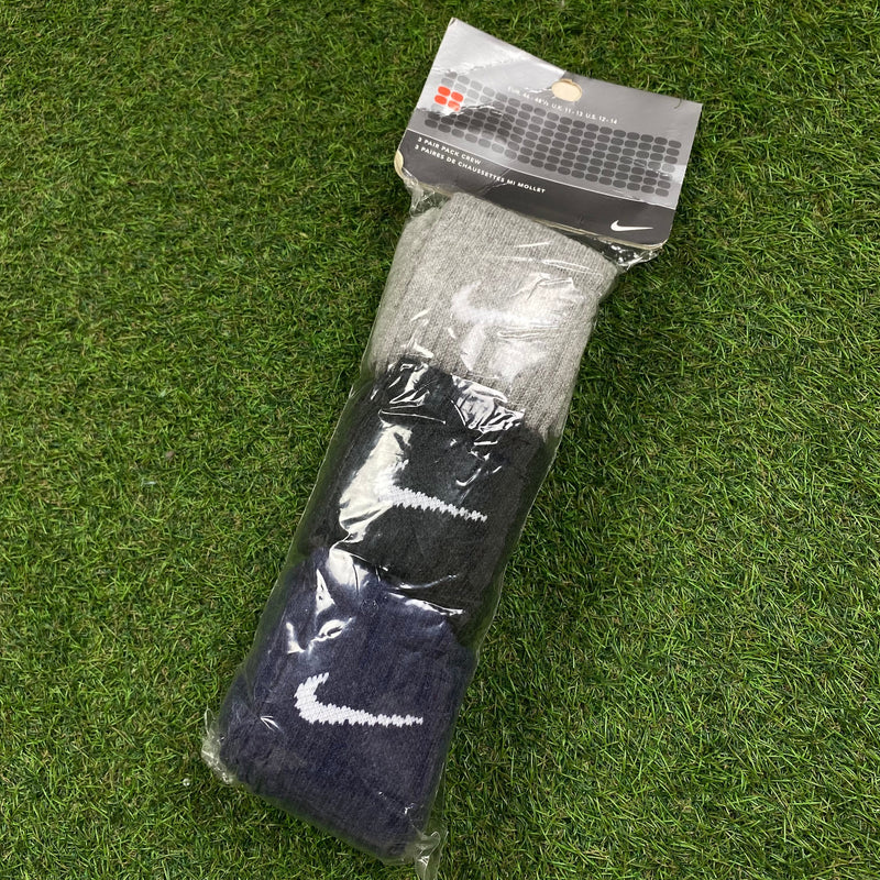 Vintage Nike Socks 3 Pack Grey Blue Black