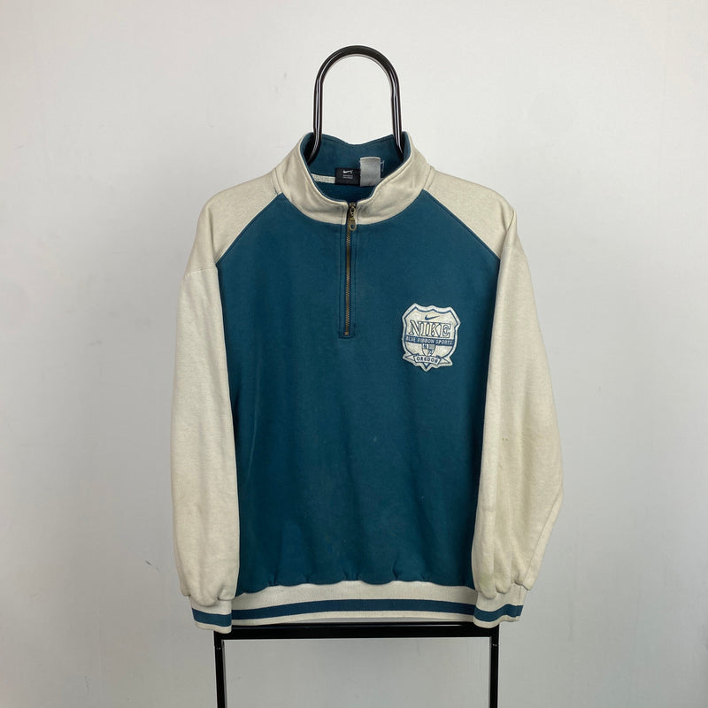 Vintage Nike 1/4 Zip Sweatshirt Blue Medium