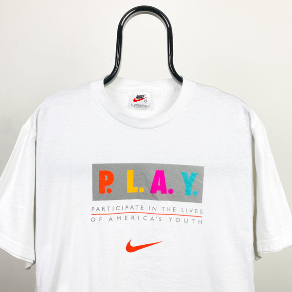 Vintage Nike PLAY T-Shirt White Medium