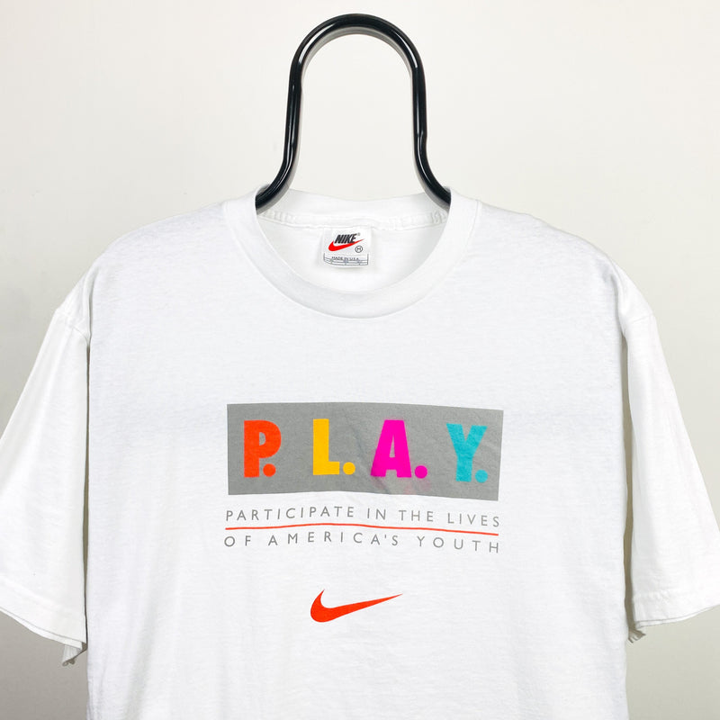 Vintage Nike PLAY T-Shirt White Medium