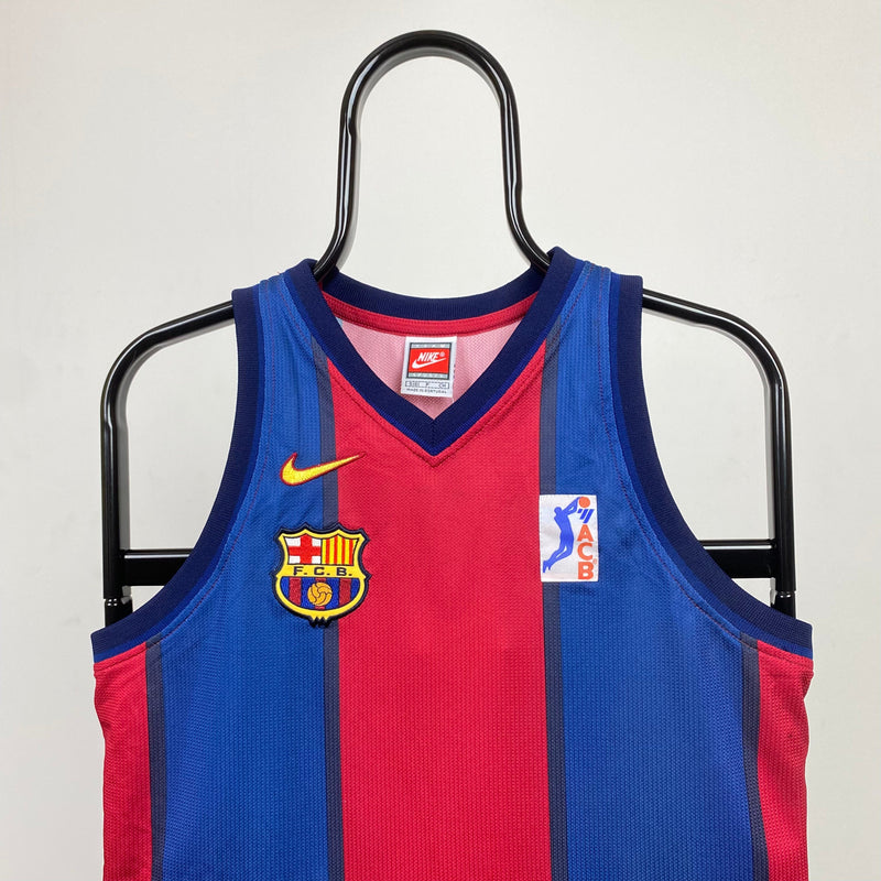 Vintage Nike Barcelona Basketball Vest T-Shirt Blue XS