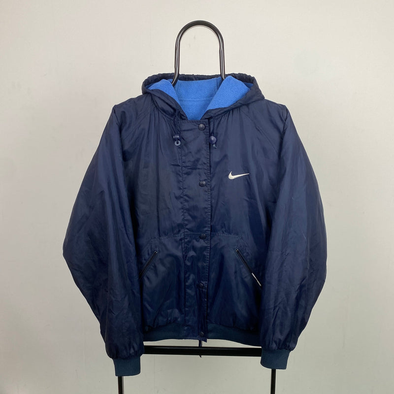 Vintage Nike Reversible Fleece Coat Jacket Blue Small