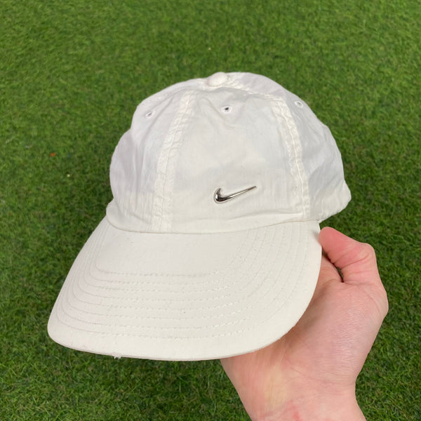 Vintage Nike Metal Swoosh Hat White