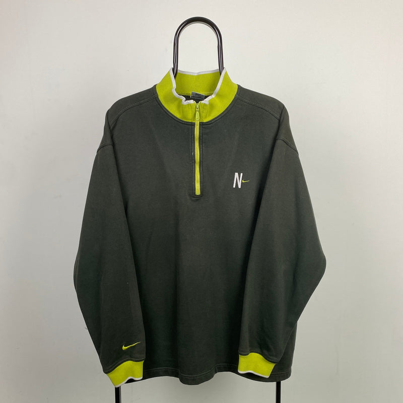 Vintage Nike 1/4 Zip Sweatshirt Green XL