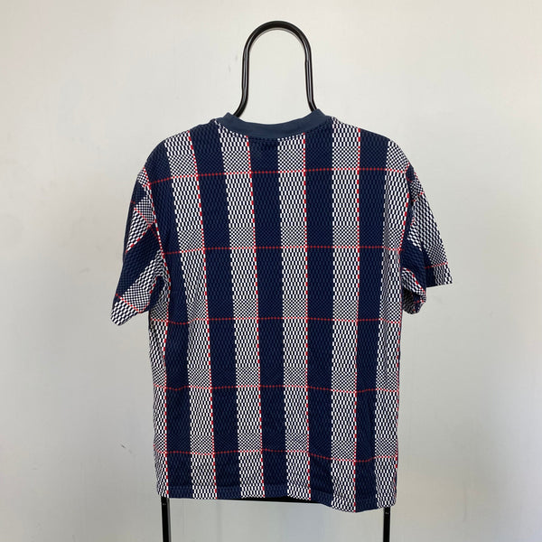 Vintage Nike Plaid T-Shirt Blue Medium