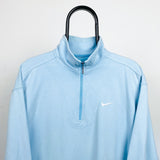 Vintage Nike 1/4 Zip Sweatshirt Baby Blue XL