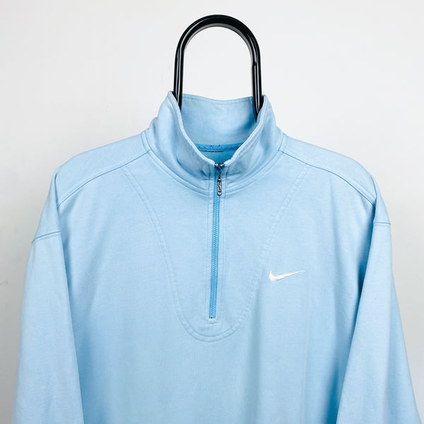 Vintage Nike 1/4 Zip Sweatshirt Baby Blue XL