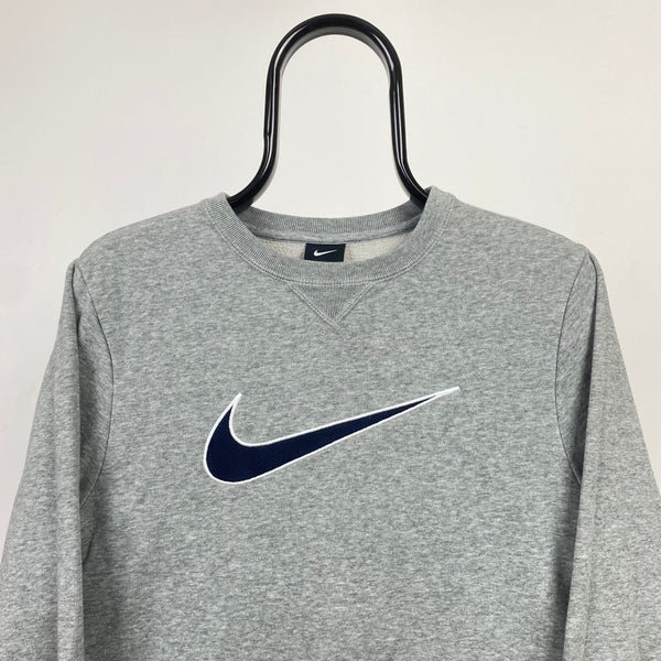 Vintage Nike Swoosh Sweatshirt Grey XS