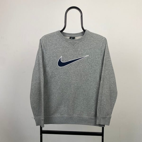 Vintage Nike Swoosh Sweatshirt Grey XS