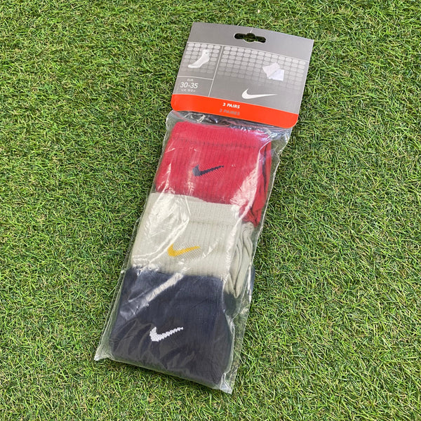 Vintage Nike Socks 3 Pack Brown Red Blue