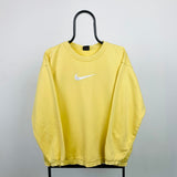 Vintage Nike Thrashed Sweatshirt Lemon Yellow Medium