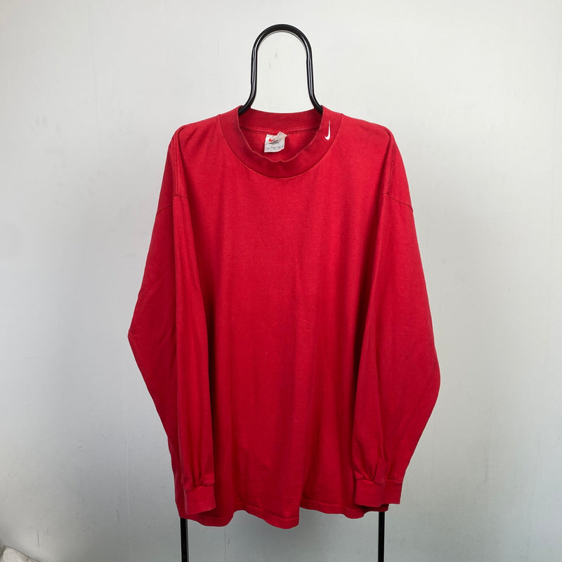 Vintage Nike Mock Neck Sweatshirt Red XXL