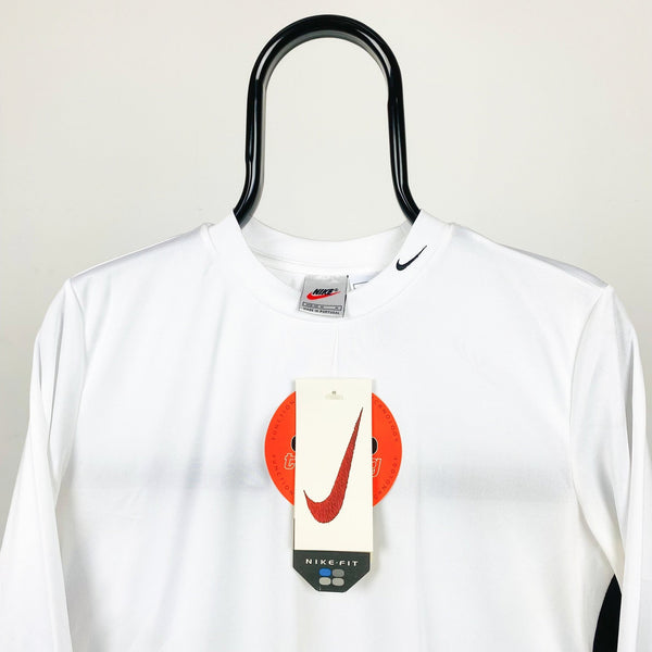 Vintage Nike Mock Neck Long Sleeve T-Shirt White Medium