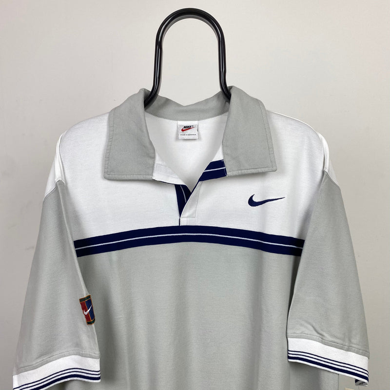 Vintage Nike Challenge Court Polo T-Shirt Grey XL