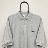 Vintage Nike Heavyweight Polo T-Shirt Grey Small