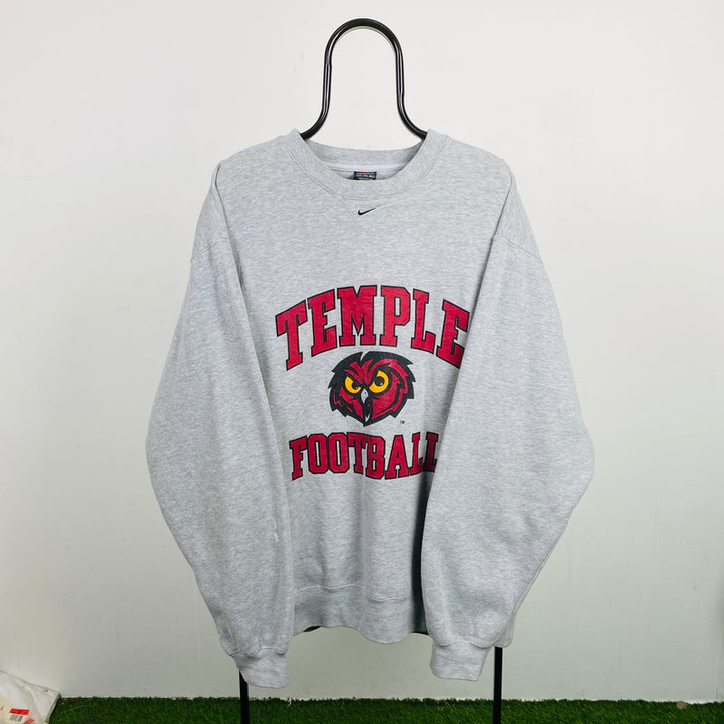 Vintage Nike Team Temple Football Sweatshirt Grey XXL