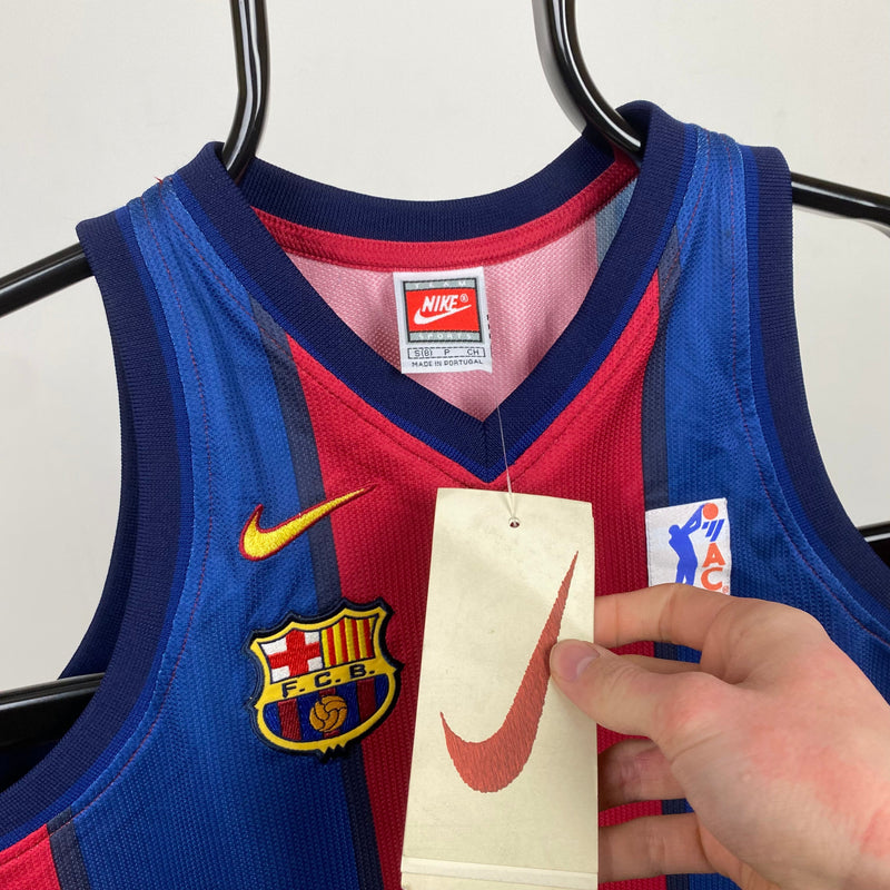 Vintage Nike Barcelona Basketball Vest T-Shirt Blue XS