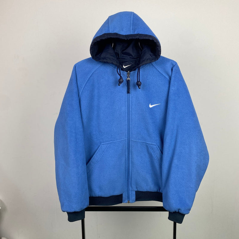 Vintage Nike Reversible Fleece Coat Jacket Blue Small