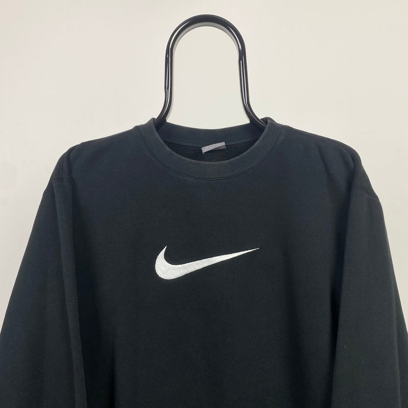 Vintage Nike Swoosh Sweatshirt Black Small