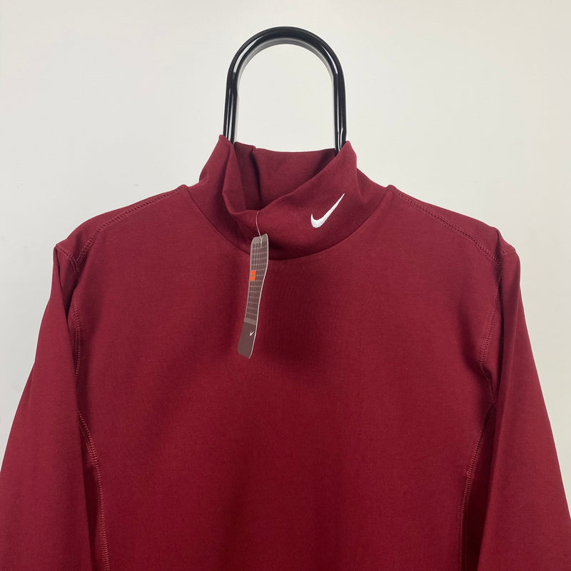 Vintage Nike Mock Neck Sweatshirt Red XS