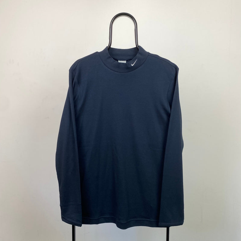 Vintage Nike Mock Neck Sweatshirt Blue Small