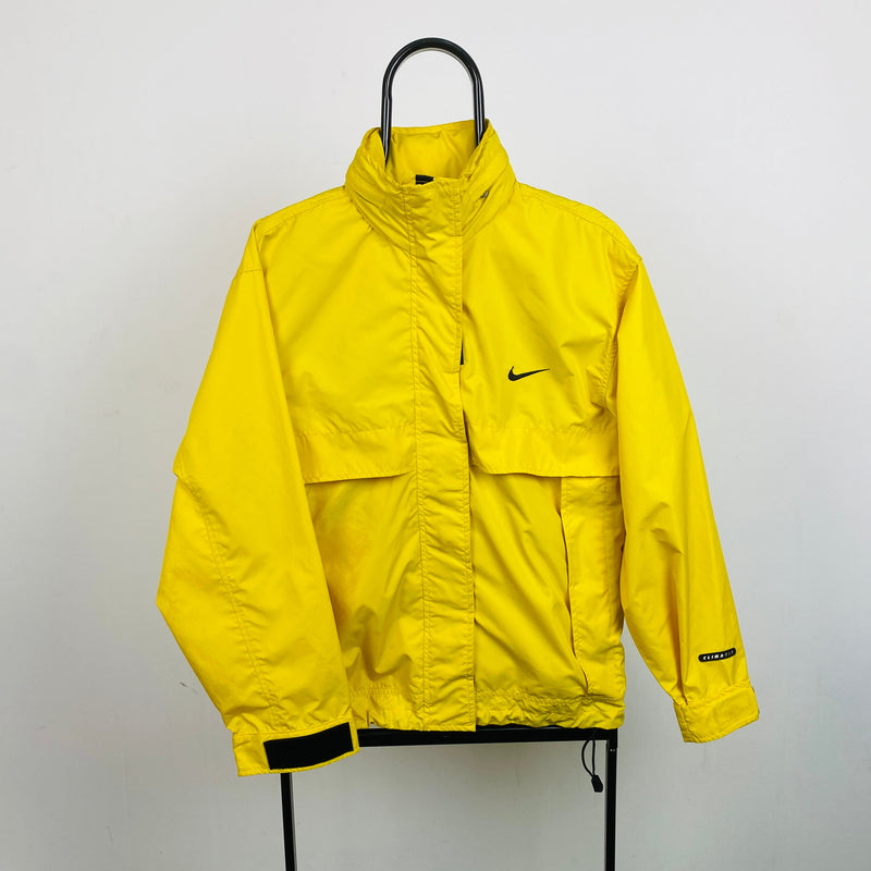 Vintage Nike Packable Waterproof Coat Jacket Yellow Small