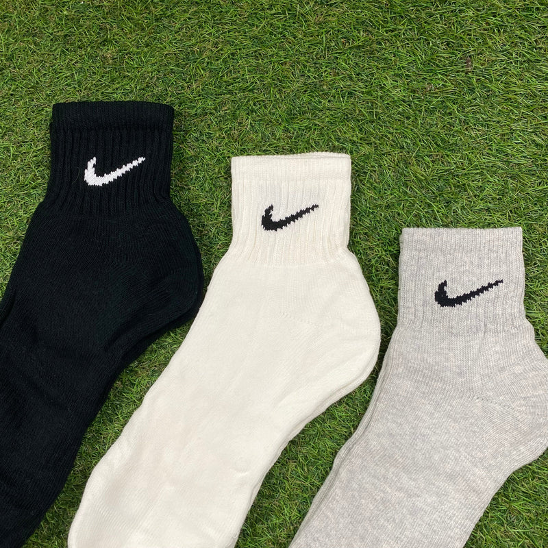 Vintage Nike Socks 3 Pack Grey Blue Black