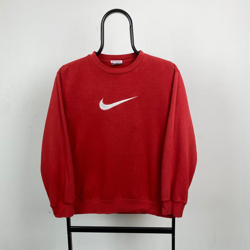 Vintage Nike Swoosh Sweatshirt Red XS