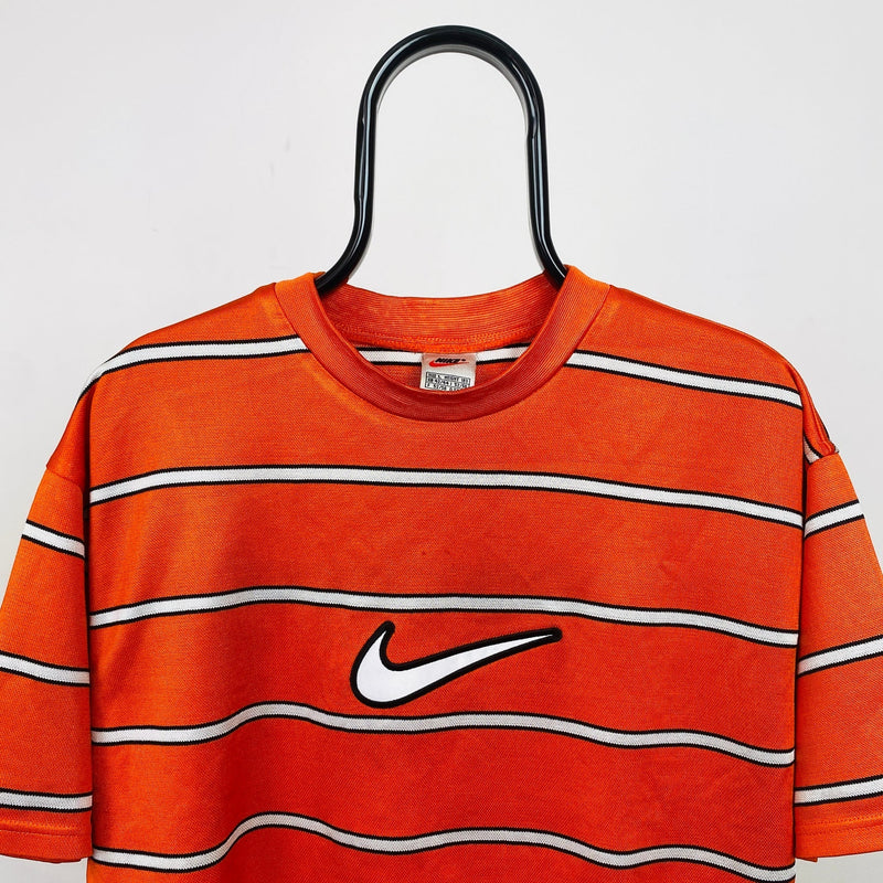 Vintage Nike Striped T-Shirt Orange Large