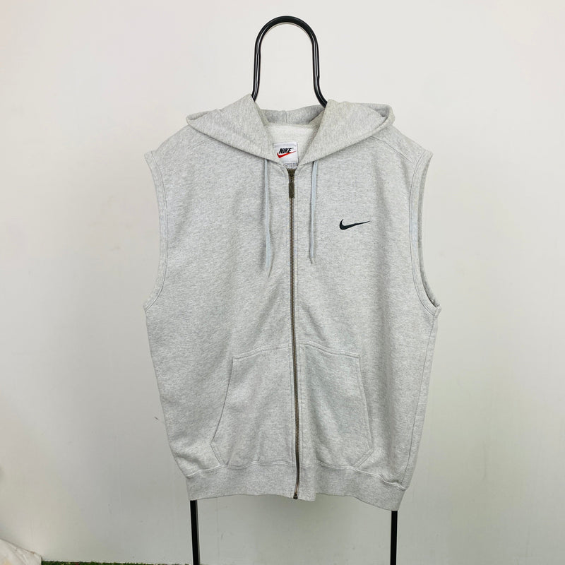 Vintage Nike Sleeveless Hoodie Grey Large