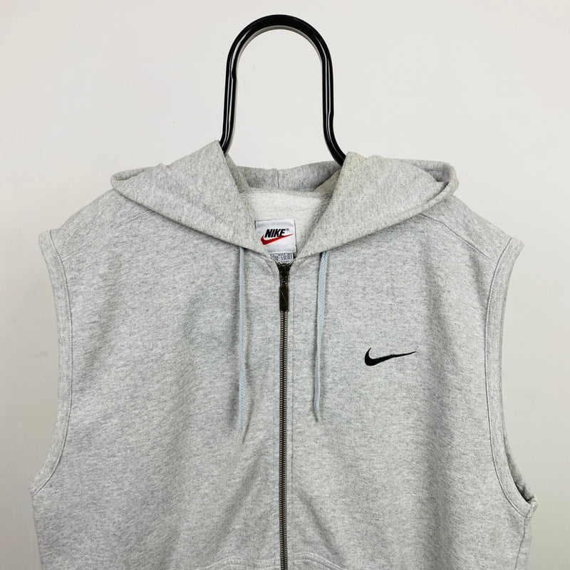 Vintage Nike Sleeveless Hoodie Grey Large